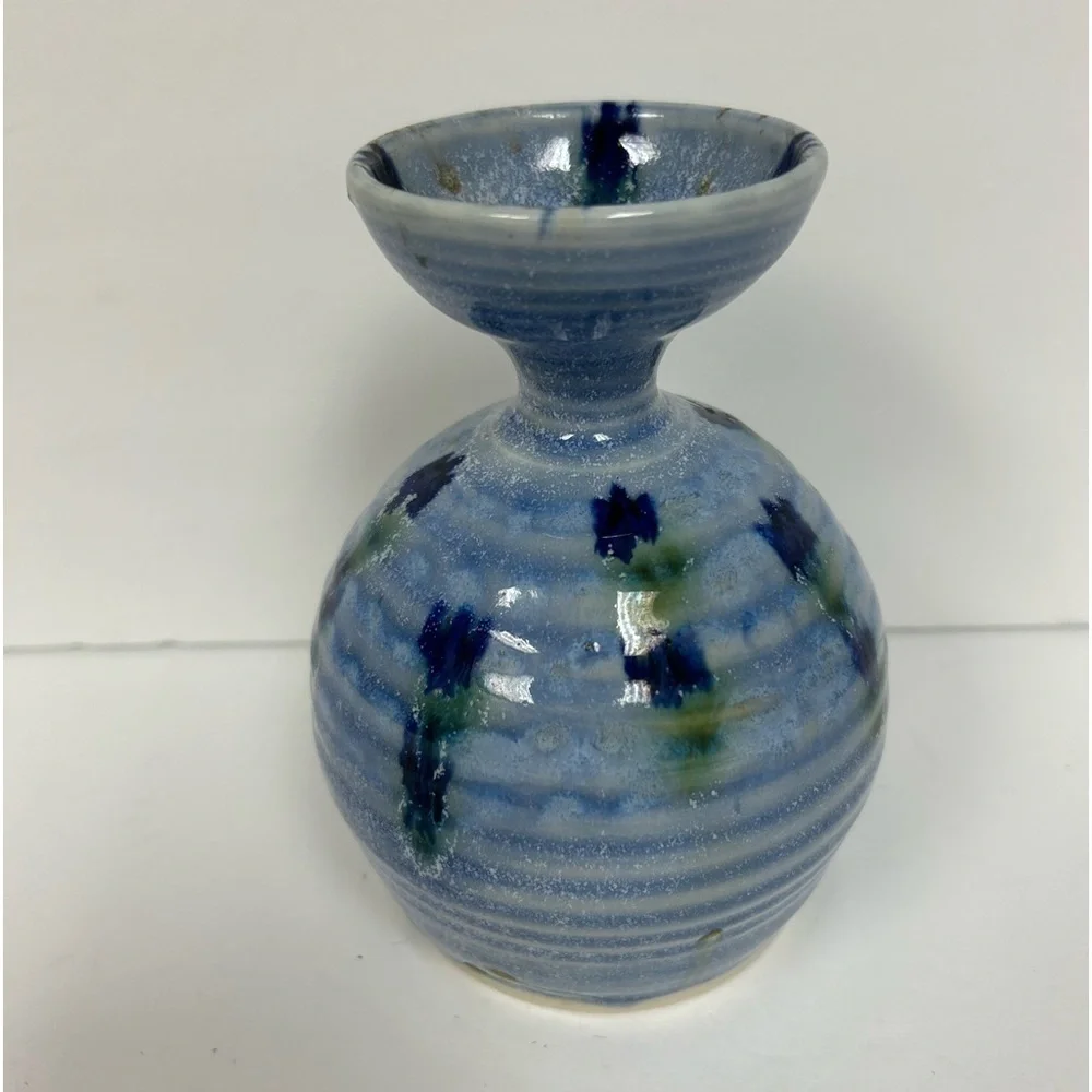 Folsom Pottery Clouds Bud Vase, 1982/ Blue